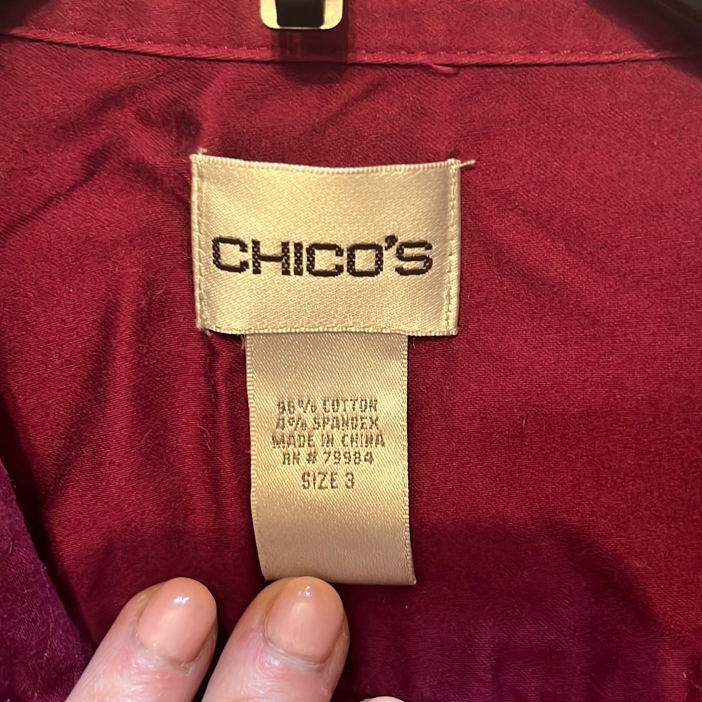 Chico’s ruby red / cranberry size 3 blouse ~ business or casual